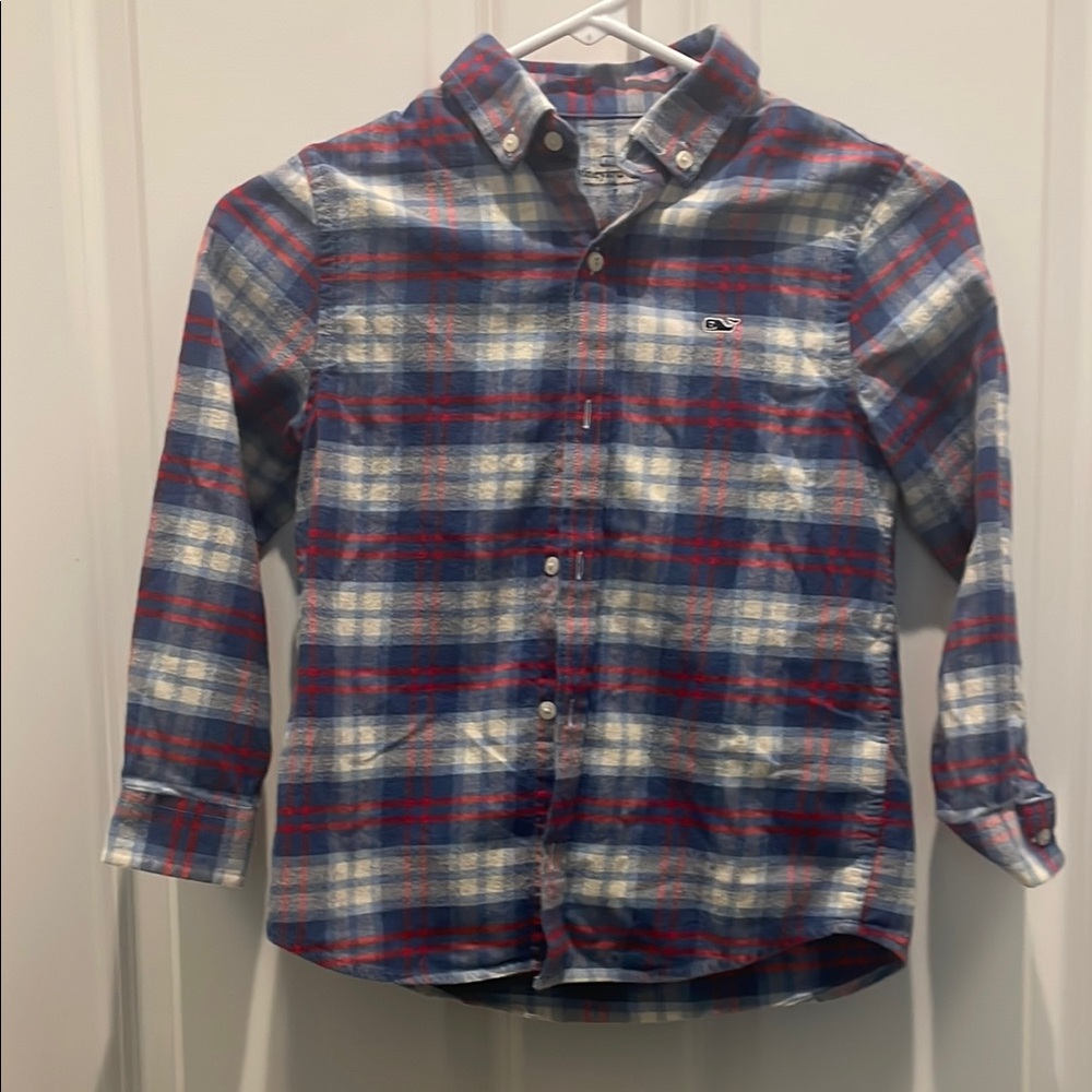 Vineyard Vines Boys Cotton Plaid Button-Up Shirt Size 7